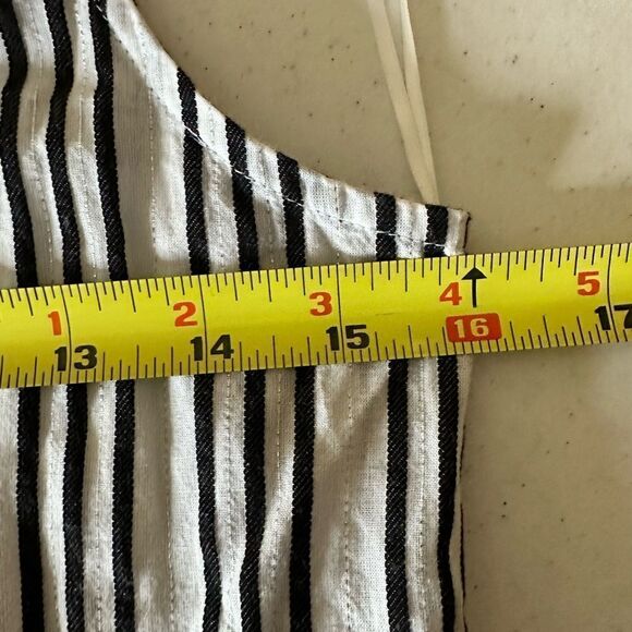 INC Women's Black/White Striped Keyhole Smocked-Waist Halter Top - Picture 7 of 9